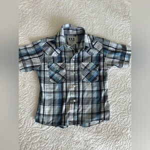 Ely Cattleman Kids Checkered Shirt - Black, Blue, and White